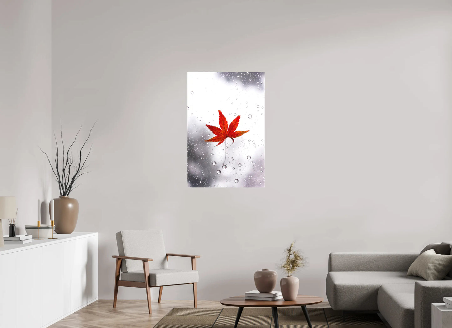 70 x 105 cm, toile Photo du Japon: Momiji sous la pluie