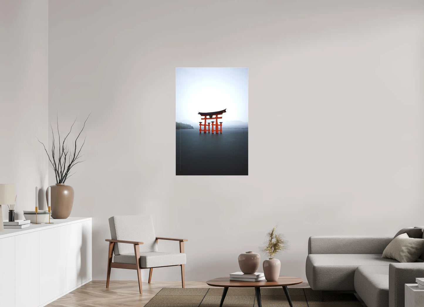 70 x 105 cm, toile Torii dans la brume