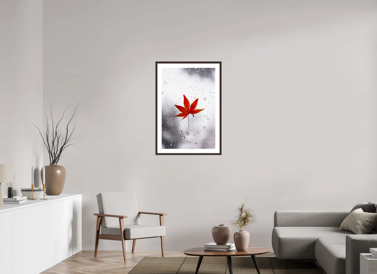60 x 90 cm, Cadre Photo du Japon: Momiji sous la pluie