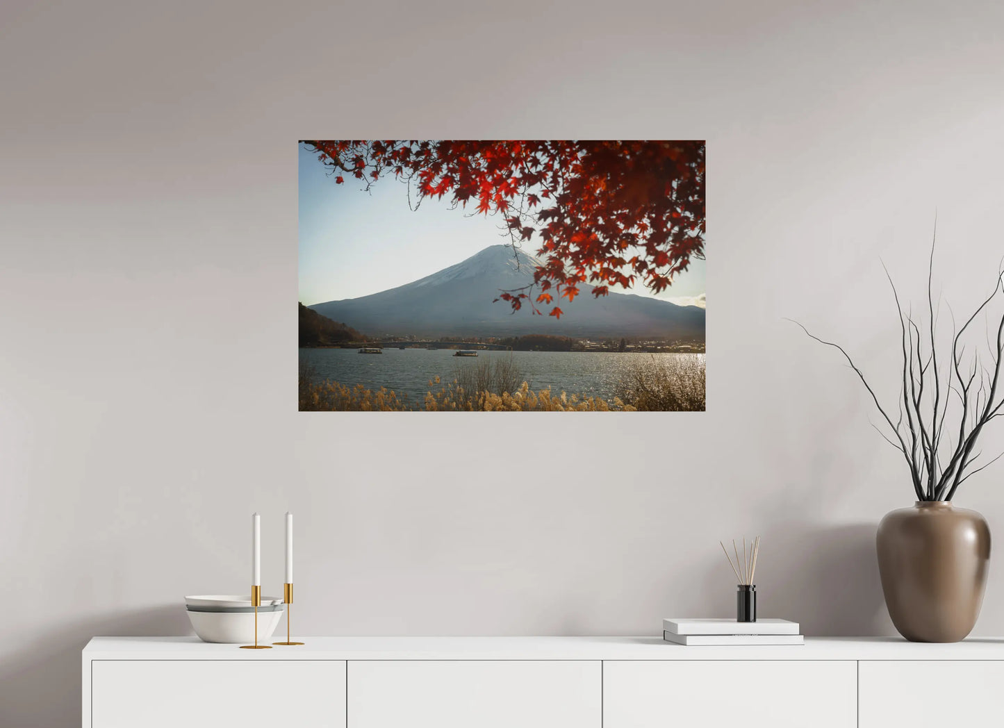 90 x 60 cm, Tirage Photo Photo du Japon: Mont Fuji et momiji