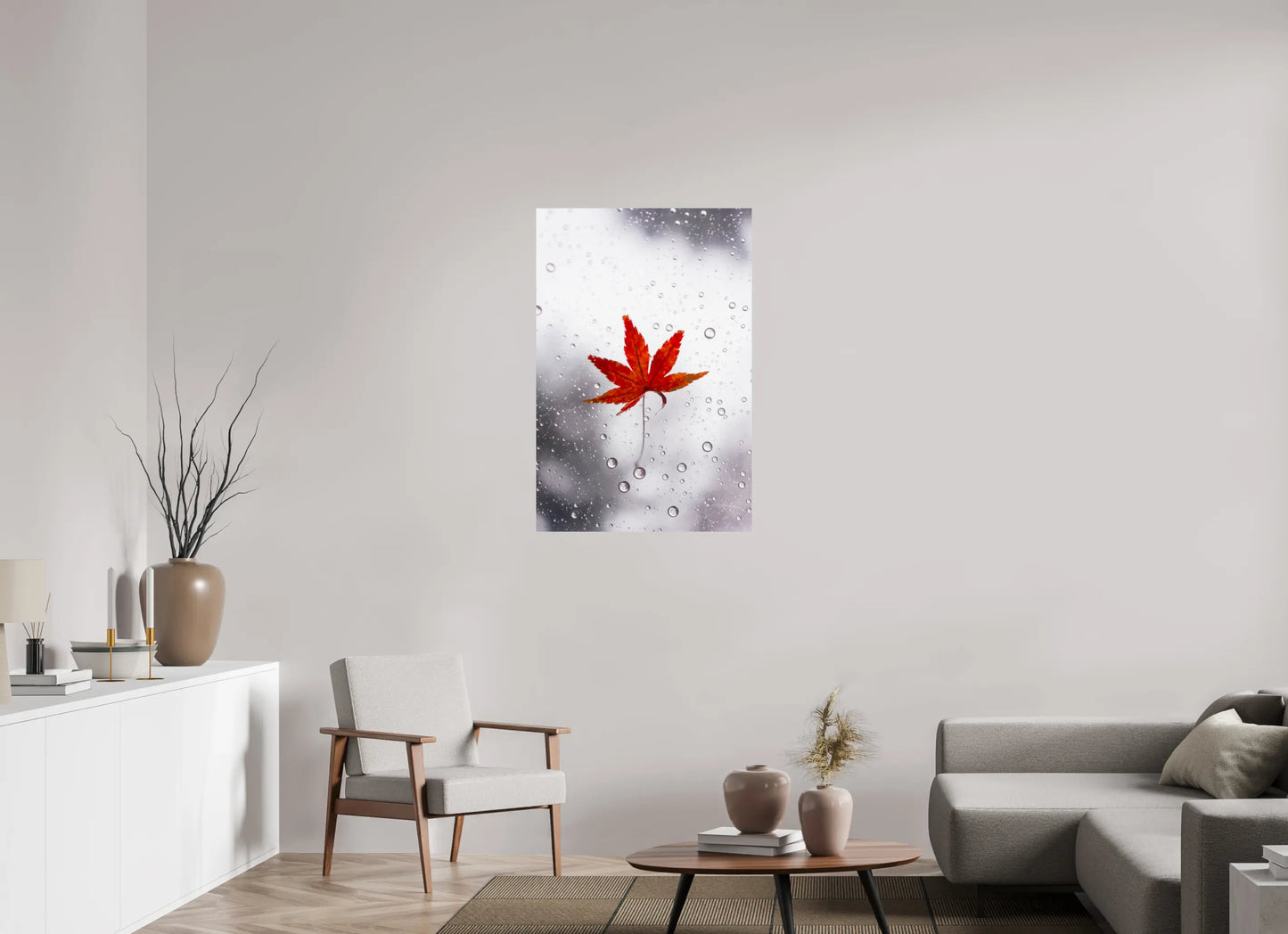 70 x 105 cm, Tirage Photo Photo du Japon: Momiji sous la pluie