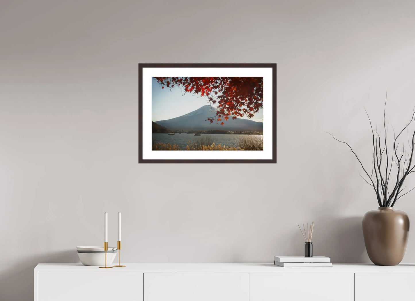 60 x 40 cm, Cadre Photo du Japon: Mont Fuji et momiji
