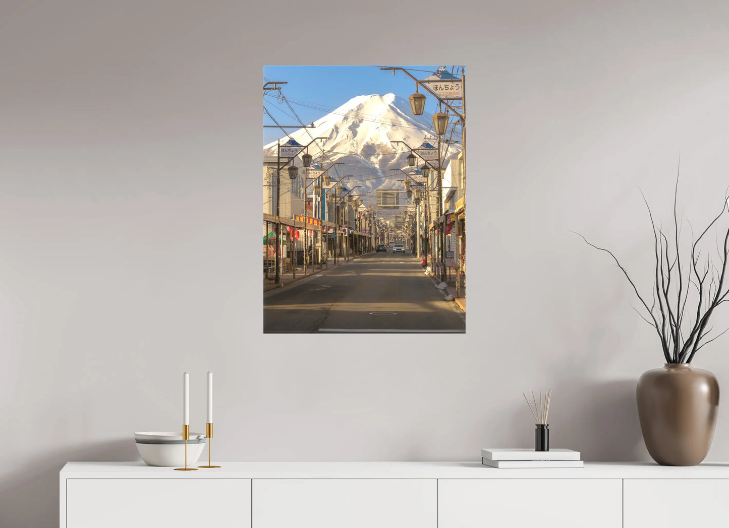 60 x 80 cm, toile photographie du  japon: à une rue de fuji-san