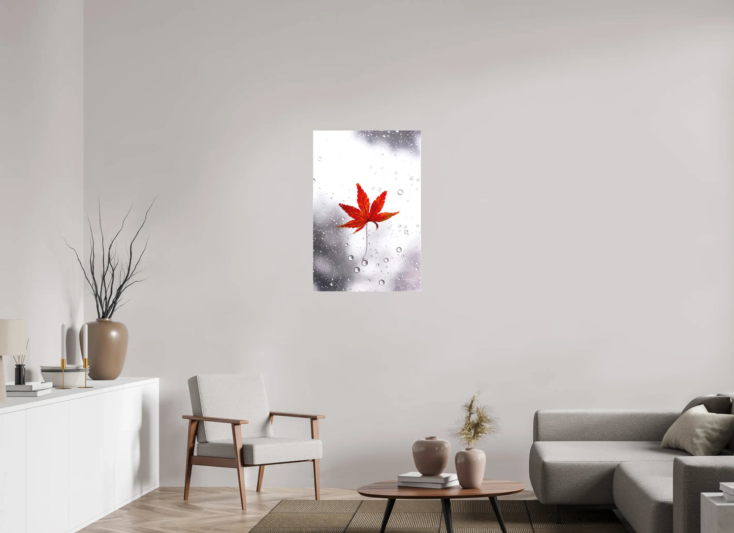 60 x 90 cm, toile Photo du Japon: Momiji sous la pluie
