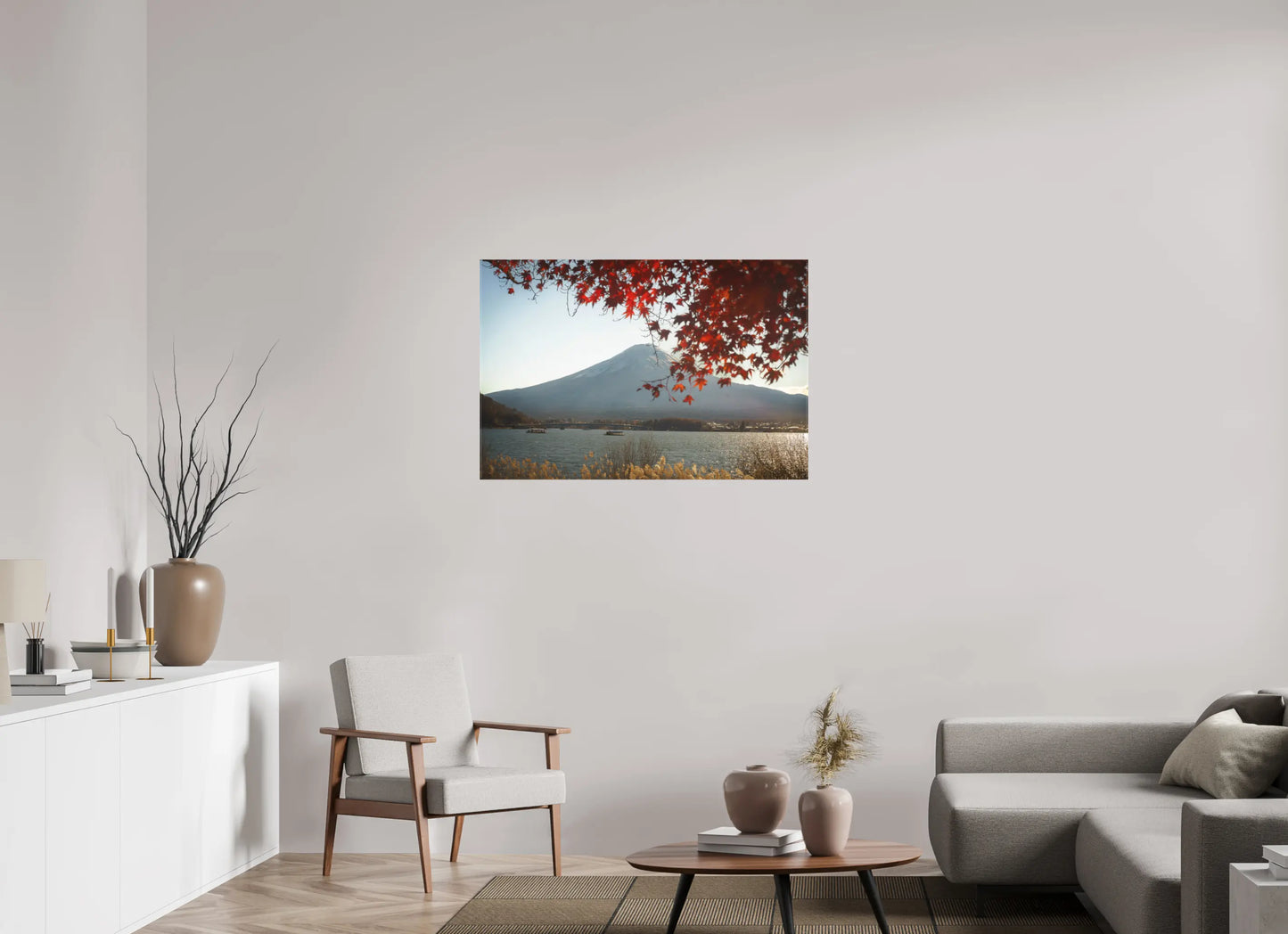 105 x 70 cm, toile Photo du Japon: Mont Fuji et momiji