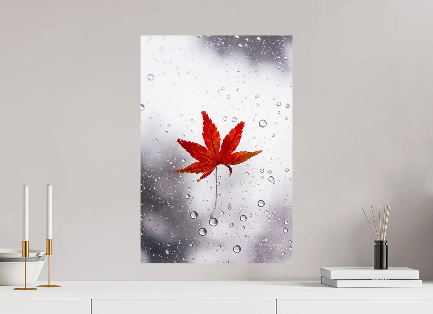 40 x 60 cm, Tirage Photo Photo du Japon: Momiji sous la pluie