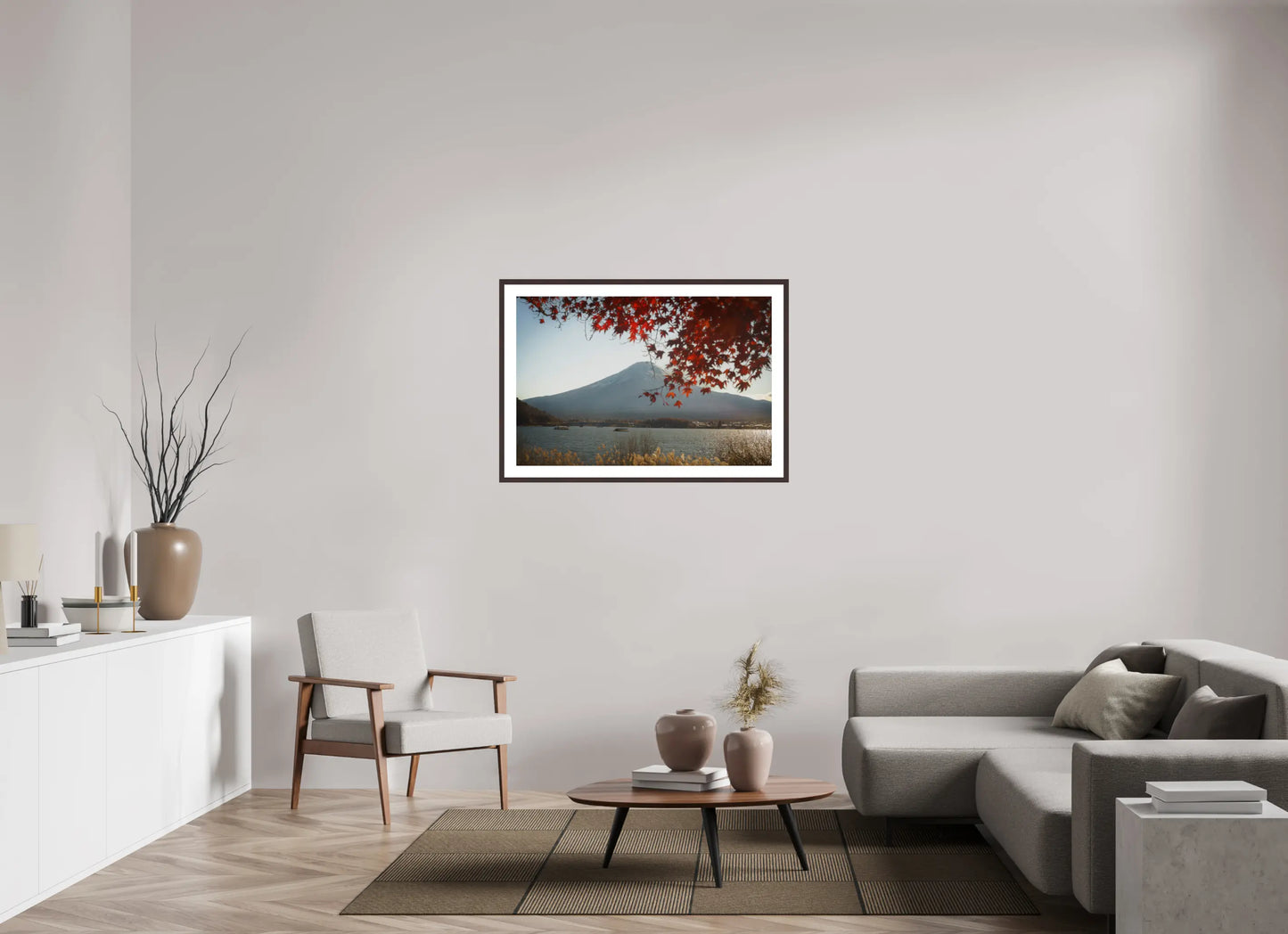 105 x 70 cm, Cadre Photo du Japon: Mont Fuji et momiji