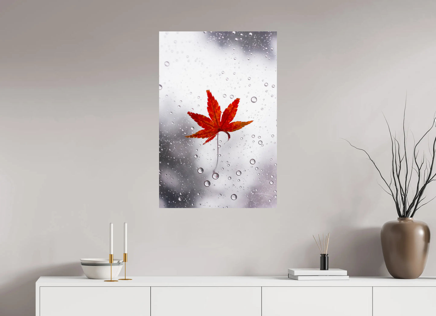 60 x 90 cm, Tirage Photo Photo du Japon: Momiji sous la pluie
