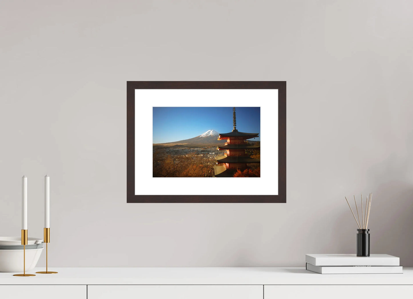30 x 20 cm, Cadre Photo du Japon: Mont Fuji et pagode Chureito - Vue iconique Fujiyoshida