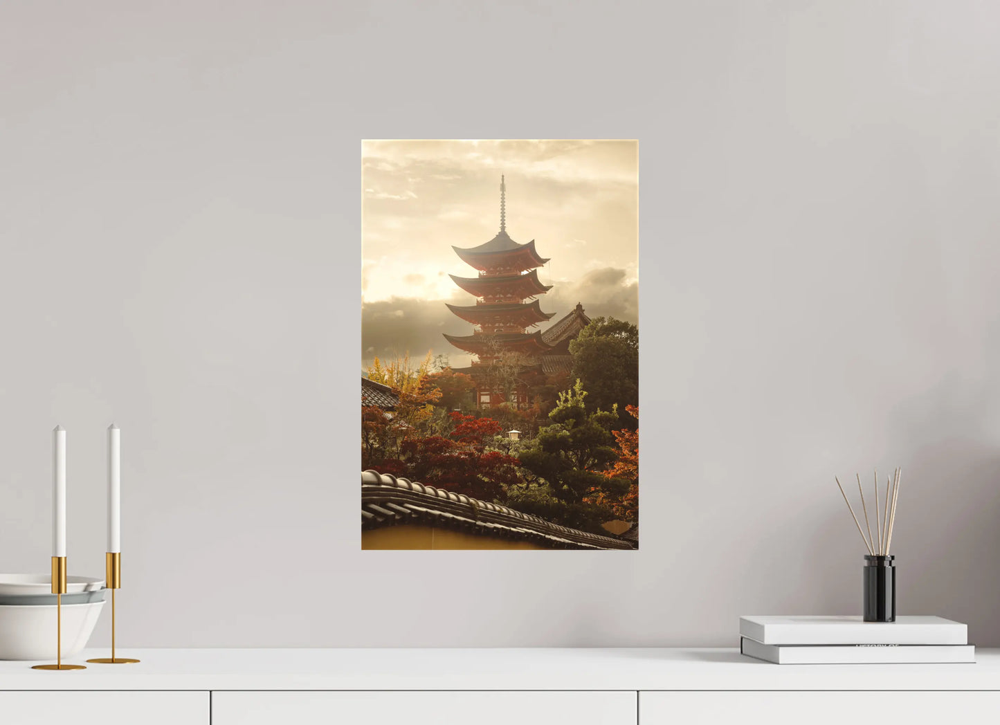 30 x 45 cm, toile Photo du Japon: Pagode Miyajima
