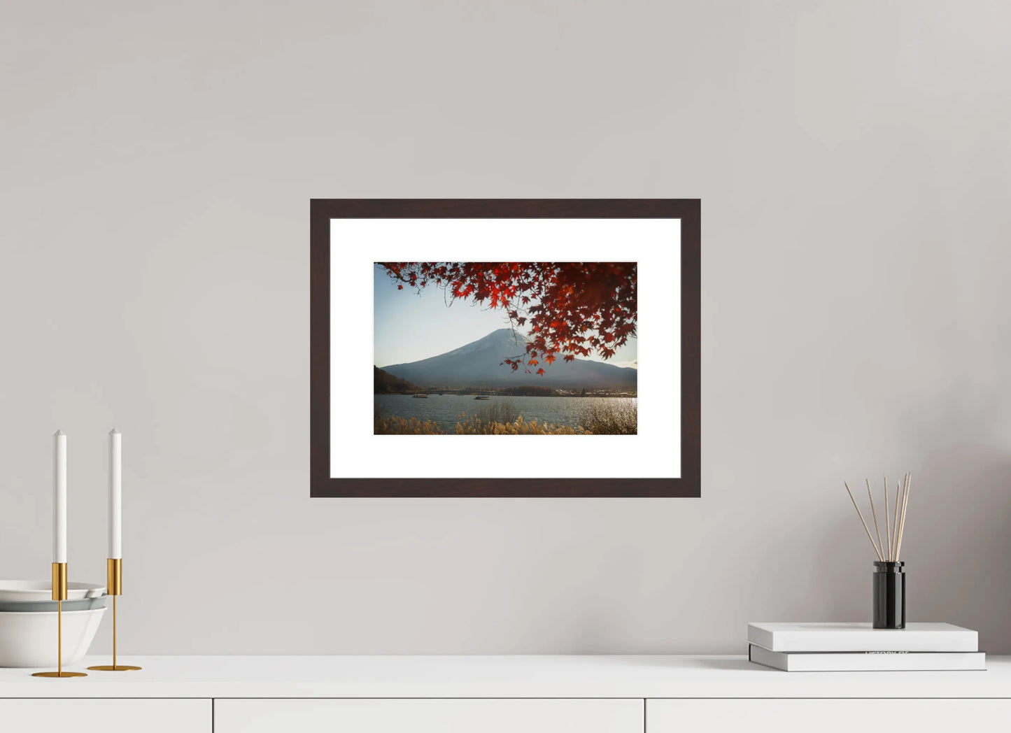 30 x 20 cm, Cadre Photo du Japon: Mont Fuji et momiji