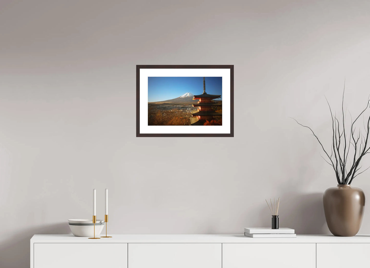 45 x 30 cm, Cadre Photo du Japon: Mont Fuji et pagode Chureito - Vue iconique Fujiyoshida